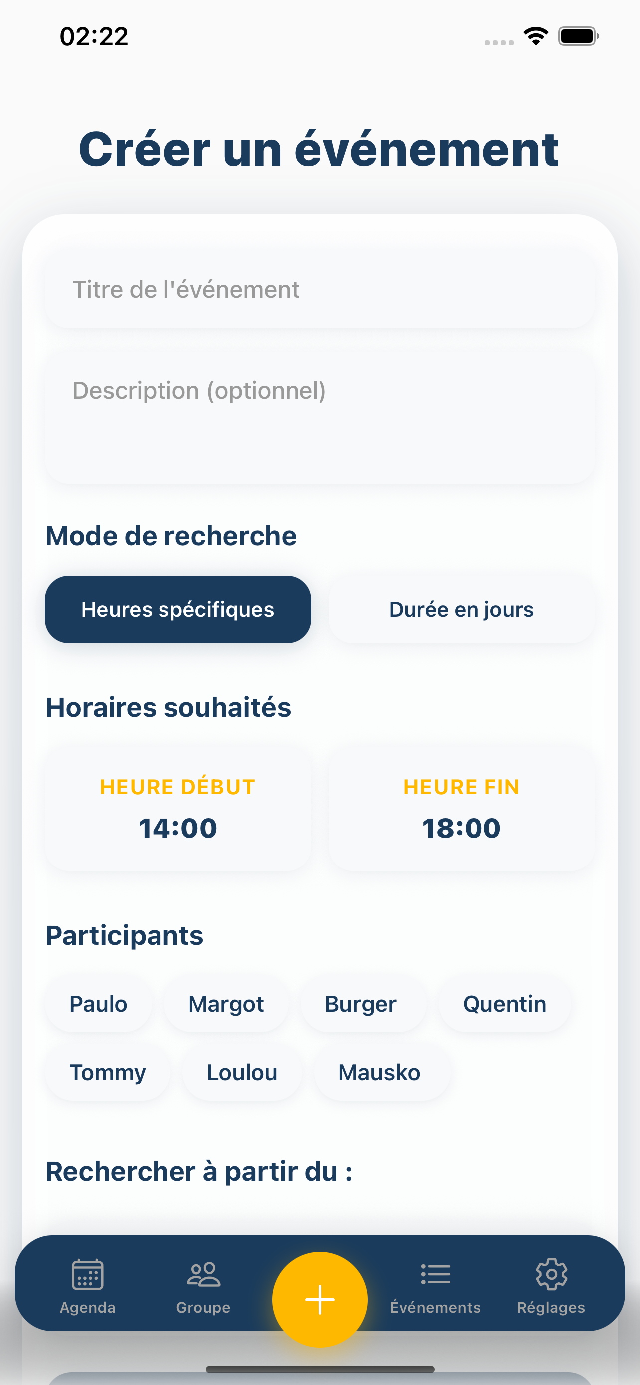 Créer un événement